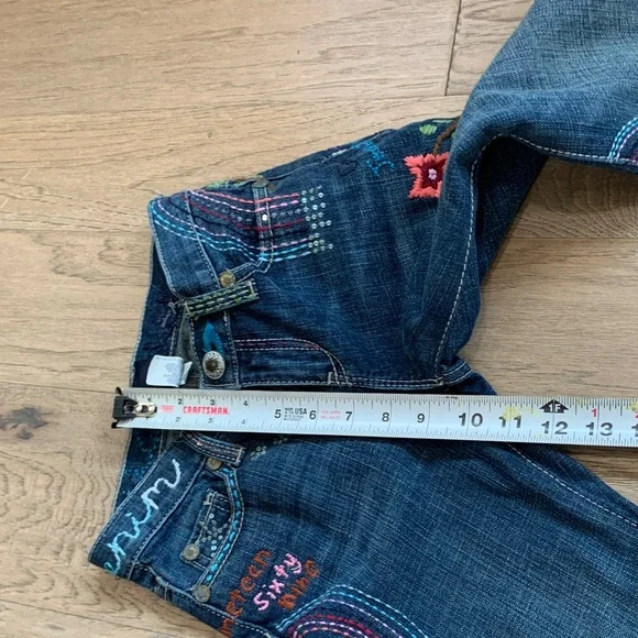 GAP Dark Wash Flare Jeans with Colorful Embroidery Size 7 Regular - Picture 9 of 11